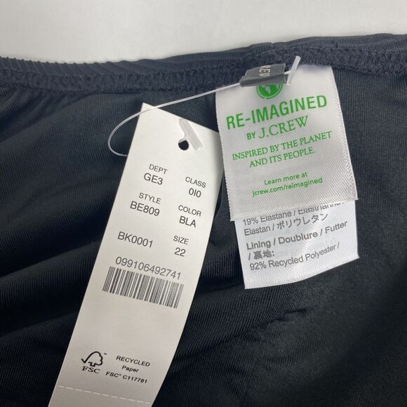 J. Crew Ribbed Square Neck One piece Swimsuit Black Sz 22 / 2X Plus Size NWT - Picture 9 of 9